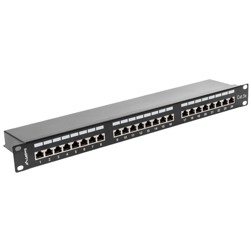 Patch Panel 24 Portni, 1U, Cat.5e, oklopljen, crna