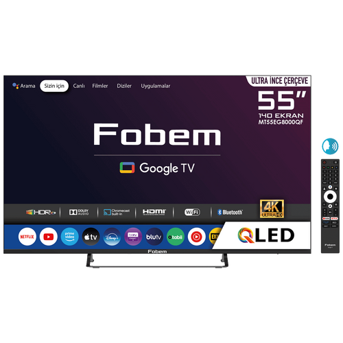 Fobem - Televizor Smart QLED 4K UltraHD 55 inch, Google TV