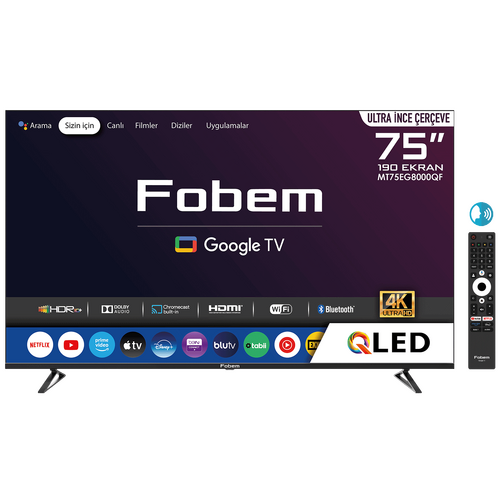 Fobem - Televizor Smart QLED 4K UltraHD 75 inch, Google TV