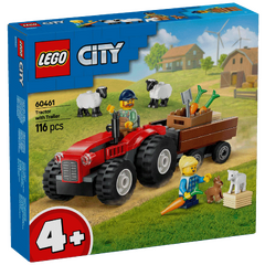 Crveni traktor s prikolicom i ovce, LEGO City